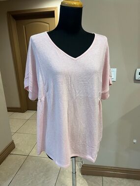 Cherish Light Pink V-Neck Short Sleeve Tee